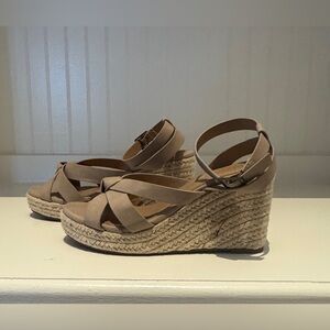 Catherine Malandrino Espadrille Wedge Sandals – Blush Taupe/Mauve-Tan – Size 6.5